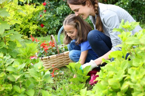 Inspector reviewing garden maintenance during investigation
